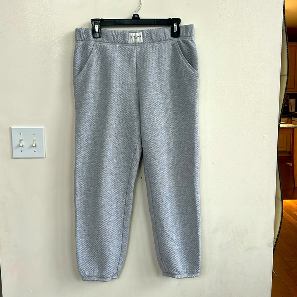 Grey aerie waffle jogger sweatpants